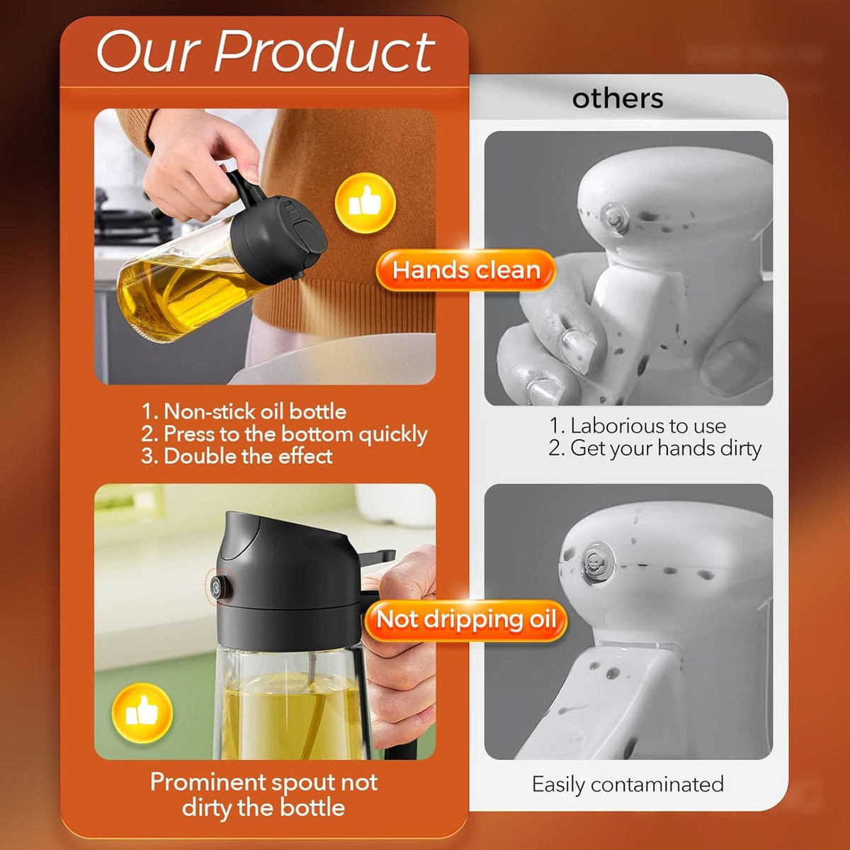 Premium 2-in-1 Oil Dispenser & Spray Bottle